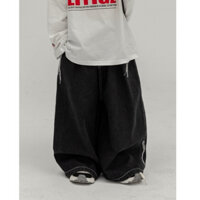 BABYBUYVIP Quần jean dài màu đen ống xuông siêu to rộng cho bé trai phối sợi chỉ