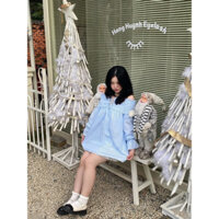 BABYDOL DOLLY - Áo trễ vai tay dài phồng bo chun đan dây (HÌNH SHOP TỰ CHỤP)