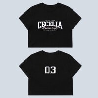 Babytee chữ Cecelia basic dáng croptop Hàn Quốc freesize xinh xắn