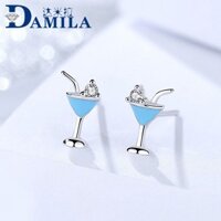 [Bạc 925] Bông tai DAMILA ly sinh tố đính đá xanh - Pansy Silver