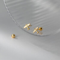 Bạc 925 Dễ Thương Máy Bay Hạt Bông Tai Dành Cho Nữ Thời Trang Xương Tai Xuyên Máy Bay Trang Sức Phụ Kiện