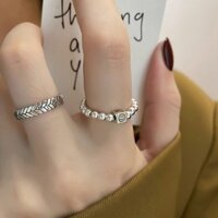 Bạc 925 Hợp Thời Trang Mặt Cười Nhẫn Nữ Niche Cao Cấp Thoáng Mát Phong Cách Học Sinh Đồng Bằng Nhẫn Mở Chỉ Số Nhẫn