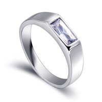 Bạc 925 Moissanite Nhẫn Nam Sang Trọng Mạ Bạch Kim Bạc Cưới Đính Hôn Ban Nhạc Kinh Doanh Nhẫn Trang Sức