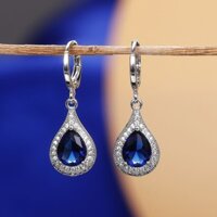 Bạc 925 Phong Thủy Thả Đào-Straw Xanh Zircon Earri925 Bạc Phong Thủy Thả Hình Quả Lê Xanh Zircon Bông Tai 2022 Hợp Thời Trang Ruili Tạp Chí Bông Tai 08.32