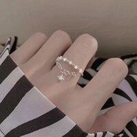 Bạc 925 Sao Băng Hai Lớp Dây Xích Nhẫn Nữ Ánh Sáng Sang Trọng Chỉ Số Ngón Tay Thiết Kế Đơn Giản Mở Nhẫn Phong Cách Thoáng Mát QTPH