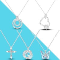 Bạc 925 Trái Tim Bướm Tối Giản Hình Học Yếu Tố Mặt Dây Chuyền Vòng Cổ Cho Nữ Bạc Trang Sức Sinh Nhật