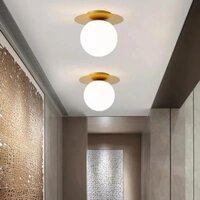 Bắc Âu Đèn Trần LED Phòng Ngủ Đơn Giản Đầu Giường Hành Lang Chiếu Sáng Công Nghiệp Bóng Acrylic Đèn Trần Vàng Đen Sắt G9 Đèn