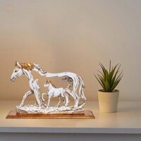 Bắc Âu Galloping Ngựa Tượng Nghệ Thuật Hình Để Bàn Tủ Trang Trí Trắng 16x6x13cm