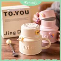Bắc Âu gốm ấm đun nước Mug dễ thương gốm cốc cà phê với nắp và muỗng văn phòng cốc nước