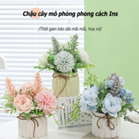 Bắc Âu Ins mô phỏng chậu hoa cẩm tú cầu đồ trang trí, phòng khách và nhà hàng để bàn trang trí chậu hoa giả