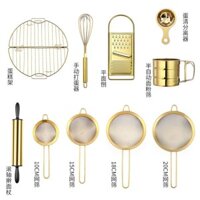 Bắc Âu Mạ Vàng Phun Nước Đậu Nành Lọc Sữa Lưới Sàng Thực Phẩm Cho Bé Rây Rây Trứng Tart Chất Lỏng 304 Sàng Bột Chính Xác