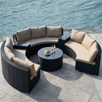 Bắc Âu Mây Sofa Sân Vườn Giải Trí Ngoài Trời Phòng Khách Vòng Cung Bán Tròn Ghế Mây Sân Thượng Đồ G