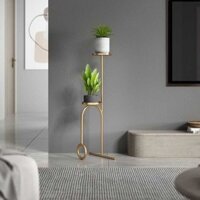 Bắc Âu vàng phong cách mới nhiều tầng phòng khách giá treo hoa treo ban công đơn giản hiện đại sàn màu xanh lá
