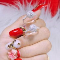 [Bạc Chuẩn] NHẪN NỮ BAẠC TA * NHẪN QUẢ CẦU ĐÁ ĐƯỜNG KÍNH 1,7CM