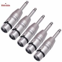 🔥Bạc Kim Loại 5 Chiếc XLR Không Cân Bằng Nữ Đến 1 / 4 Inch Mono Nam Cắm Cáp Bộ 6.35 Mm Nam Sang XLR Nữ Cho Máy Trộn, Micro
