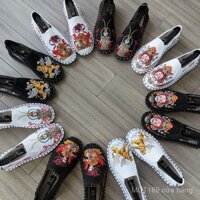 Bắc Kinh xưa phong cách Trung Quốc cặp đôi Hoa Vải Bố Nam Nữ Giày lười xã hội giày sành điệu cùng kiểu hot trên mạng