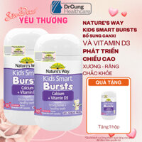 Bác Sĩ Cung BỘ ĐÔI Viên Nhai Canxi Sữa Cho Bé Nature’s Way Kids Smart Calcium + Vitamin D3 Burstlets