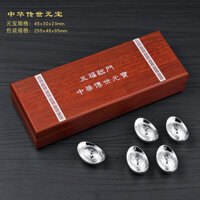 Bạc Thỏi Bộ Năm Tài Lộc Linmen Bạc Thỏi Kim Loại Mạ Bạc Thủ Công Quà Tặng Sáng Tạo Fu Lu Shou Xi Cai #风水250305#