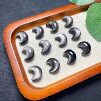 Bạc tự nhiên Obsidian Mặt trăng Lỗ ngang Phụ kiện Đặc điểm kỹ thuật 17mm Vòng tay DIY Vòng cổ ZW434