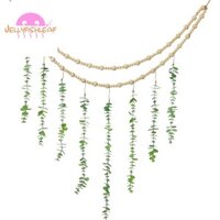 Bạch Đàn Boho Trang Trí Tường Lớn Boho Phòng Ngủ Treo Tường Hạt Gỗ Vòng Hoa Nhân Tạo Bạch Đàn Tự Nhiên Cây Xanh