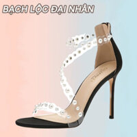 BẠCH LỘC ĐẠI NHÂN✨ Giày Cao Gót Hở Mũi Thiết Kế Trong Suốt Đính Ngọc Trai Cao Cấp Thời Trang