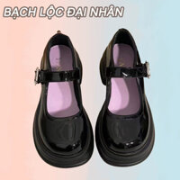 BẠCH LỘC ĐẠI NHÂN✨ Giày Cao Gót Mũi Tròn Bằng Da Phong Cách retro Nhật Bản