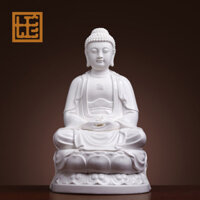 Bạch sứ tọa liên như lai gia dụng phụng tam bảo phật phật gốm sứ a di đà phật phòng khách phật đồ trang trí
