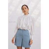 Baciami-Áo Trắng Cổ Lọ Nhún Bèo - L