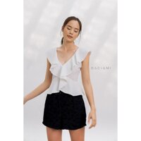 Baciami-Áo Voan Trắng Cổ Bèo - S