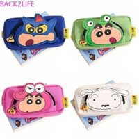 Back2life Crayon Shin Chan Túi đựng bút, Hộp đựng bút chì có dây kéo đôi, Quà tặng trẻ em Dung tích lớn Kawaii 3D Phim hoạt hình Túi văn phòng phẩm Phụ kiện văn phòng