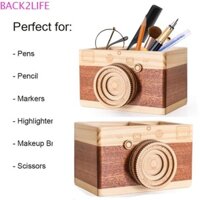 Back2life Hộp Đựng Bút Bằng Gỗ Tự Nhiên Retro Văn Phòng Đồ Dùng Học Tập Thủ Công Máy Ảnh Sáng Tạo Hai Lớp Phụ Kiện Để Bàn