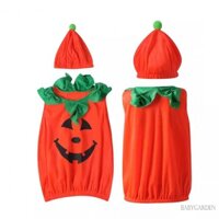 Baga-8-10 Tuổi Trẻ Em Bé Trai Bé Gái Halloween Trang Phục Hóa Trang Không Tay Bí Ngô Có Mũ Cam