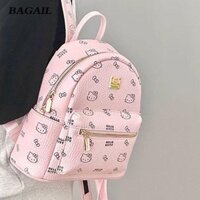 BAGAIL Túi đi học Hello Kitty, Ba lô du lịch sức chứa lớn Sanrio, Túi đeo vai hoạt hình PU