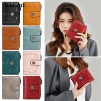 BAGAIL Túi ly hợp đa năng , Ví ngắn nữ màu trơn ba lần, Bao da PU che chắn RFID Hộp đựng thẻ dung lượng lớn
