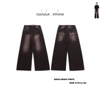 BAGGY DENIM PANTS PURPLE BLACK- Quần Jeans Rộng Thùng Thình Rộng Dài Nam Nữ Wash