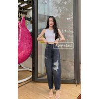 Baggy Jean Lưng Cao Rách Mảng BIG SIZE