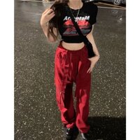 Baggy Jeans Quần Túi Hộp Lưng Thun Có Dây Rút