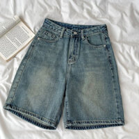 BAGGY JEANS SHORT - Quần đùi ống rộng unisex màu xanh
