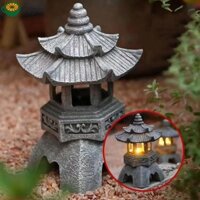 Baguo Đèn LED năng lượng mặt trời chùa Đèn lồng nhựa Zen Tower Trang trí ngoài trời