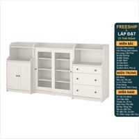 BAHIA, COMBO Tủ lưu trữ kết hợp tủ trưng bày cửa kính, 245x46x116cm, tủ gỗ Scandi Home
