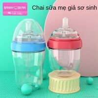 Baili Xiong Sơ sinh giả Bình sữa mẹ Ly thủy tinh Ống hút nước cho trẻ sơ sinh Miệng siêu rộng Chống sặc và chịu nhiệt độ cao