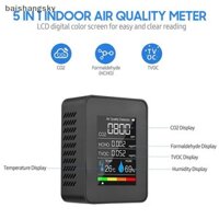 Baishangsky Đa Năng 5in1 CO2 Máy Đo Độ Ẩm Nhiệt Độ Kỹ Thuật Số Máy Đo Độ Ẩm Carbon Dioxide TVOC HCHO Máy Đo Chất Lượng Không Khí baishangsky