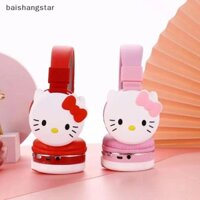 Baishangstar Tai nghe Hello Kitty dễ thương Tai nghe không dây Độ bền chờ siêu dài Tai nghe âm thanh nổi có Mic Quà tặng ADF
