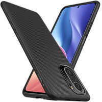 Bakeey for POCO F3 Global Version Case Carbon Fiber Texture Slim Soft Silicone Shockproof Protective Case Back Cover