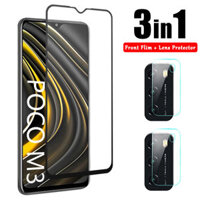 Bakeey for POCO M3 Accessories Full Glue Anti-Explosion Tempered Glass Screen Protector + 2Pcs HD Clear Anti-Scratch Len