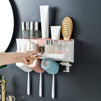 Bakeey Punch-free Toothbrush Holder Household Bathroom Wash Shelf Mouthwash Cup Toothpaste Squeezer