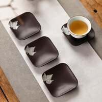 ❁✼☇Bakelite Tea Coaster Kung Fu Trà đạo Bộ trà cách nhiệt Đệm lót ly Kiểu Nhật Bản Đồ gia dụng bằng gỗ mun Kết hợp Phụ k