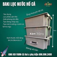 Baki lọc nước hồ cá koi màu xám kèm ống mưa,3 hoặc 4 tầng -chuyên dùng lọc nước hiệu quả hồ cá cảnh,cá koi