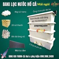 Baki lọc trắng mái ngói 4 tầng lọc nước hồ cá Koi có đầy đủ vật liệu máng xã tràn hoặc 2 ống thoát phi 34 _ Kingkoifarm