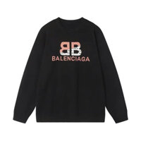 Balenciaga1254 Phong Cách Mới Nam Nữ In Chữ Rời Cổ Tròn Áo Dài Tay